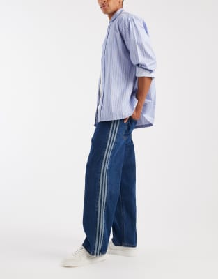 adidas Originals - Firebird - Jean ample - Bleu vintage