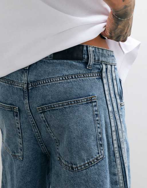 adidas Originals – Firebird – Jorts in blauer Vintage-Waschung, 4 von 5