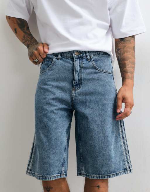 adidas Originals – Firebird – Jorts in blauer Vintage-Waschung, 5 von 5