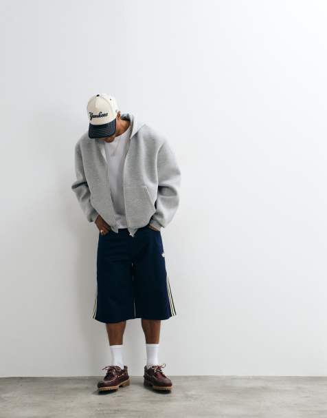 adidas Originals firebird jorts in darkwash blue - view 1