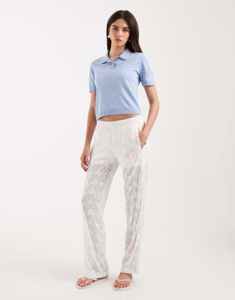 adidas Originals – Firebird – Klassische Trainingshose in Wolkenweiß aus Spitze - view 1