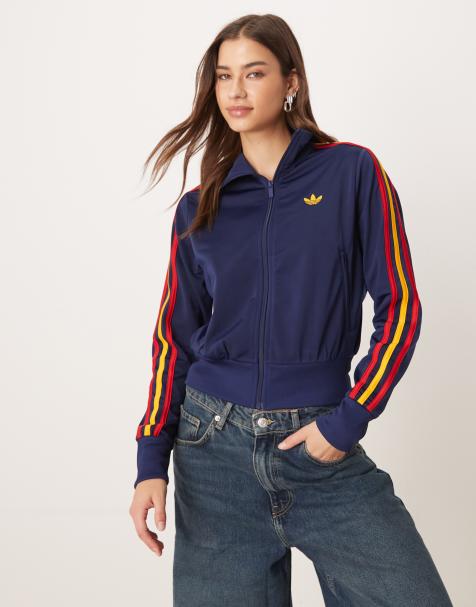 adidas Originals – Firebird – Klassische Trainingsjacke in Dunkelblau/Team Power Red 2 - view 1