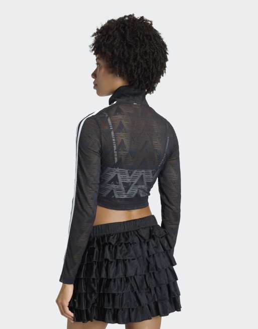 adidas Originals – Firebird – Klassisches Trainingsoberteil aus Spitze in Schwarz, 2 von 4