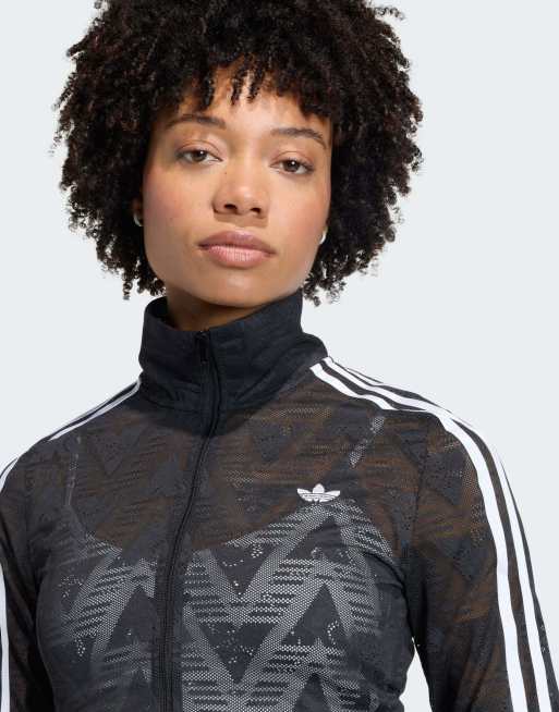 adidas Originals – Firebird – Klassisches Trainingsoberteil aus Spitze in Schwarz, 3 von 4