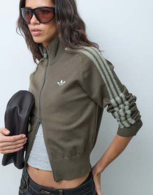 adidas Originals Firebird knitted track top in khaki | ASOS