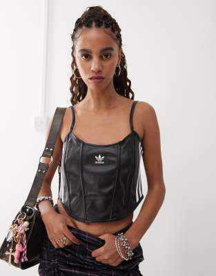 adidas Originals - Firebird - Korsett-Top in Schwarz