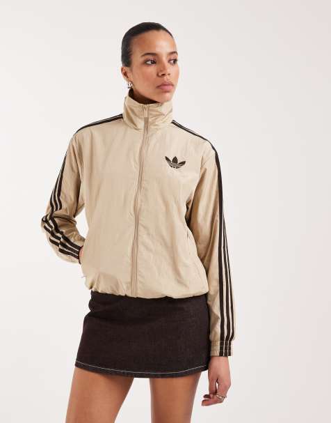 adidas Originals – Firebird – Ljust kakifärgad och brun träningstopp i nylon med ledig passform - view 1