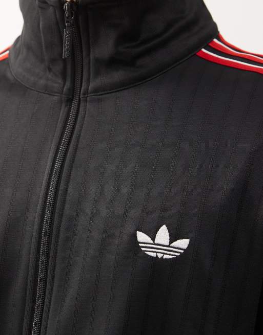 adidas Originals – Firebird – Locker geschnittene Trainingsjacke in Schwarz mit Nadelstreifen, 5 von 5