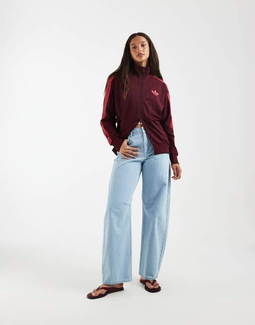 adidas Originals – Firebird – Locker geschnittenes Trainingsoberteil in Maroon/Power Pink, 4 von 4