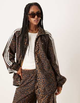 adidas Originals - Firebird - Locker geschnittenes Trainingsoberteil mit Leopardenmuster-Bunt