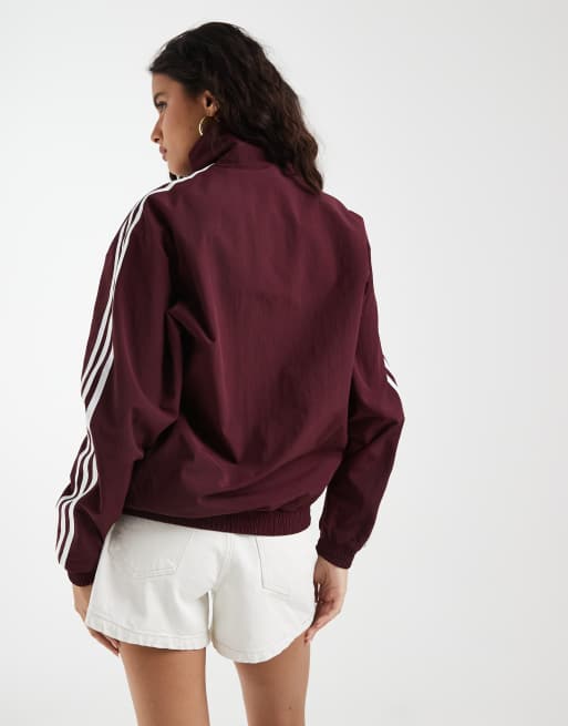 adidas Originals Firebird lockeres Tracktop mit Blumenstickerei in Burgunderrot, 3 von 4