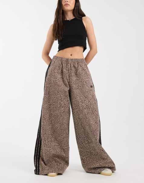 adidas Originals Firebird loose denim track pants in brown print