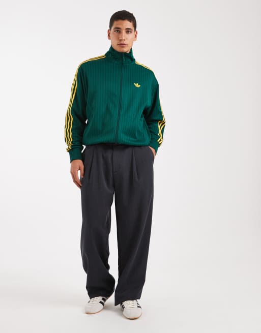 adidas Originals Firebird loose pinstripes track top in green | ASOS
