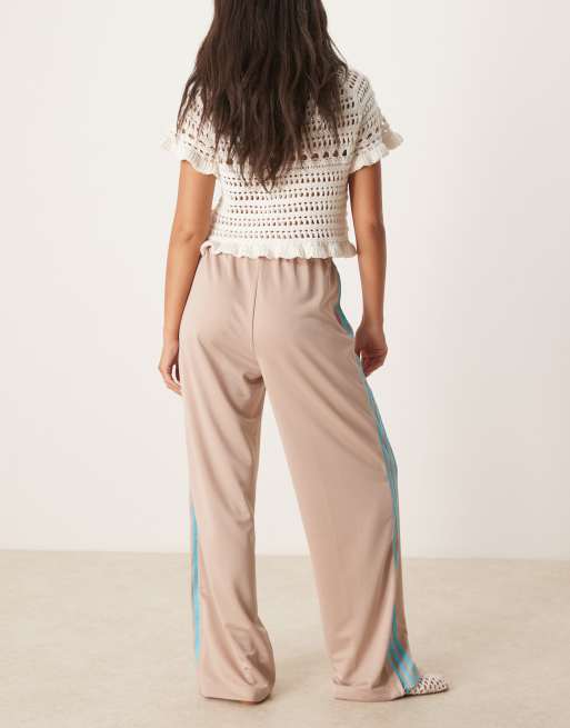 adidas Originals Firebird Loose track pants in beige and blue