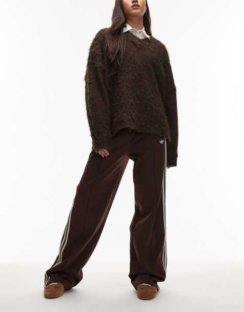 adidas Originals Firebird loose track pants in brown and cream - view 1