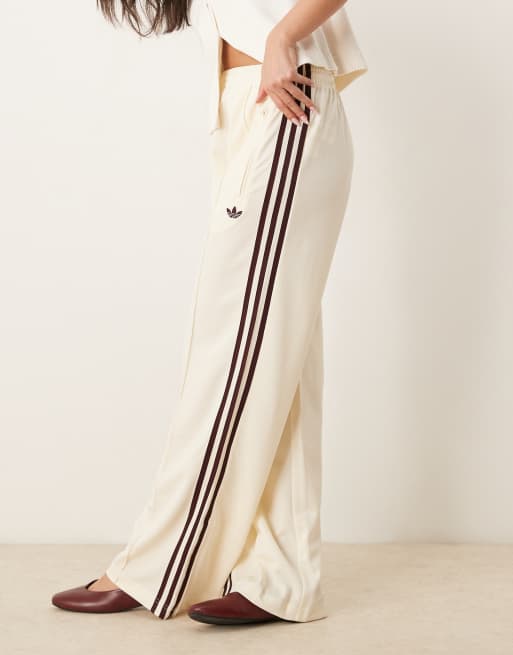 adidas Originals Firebird loose track pants in cream and burgundy