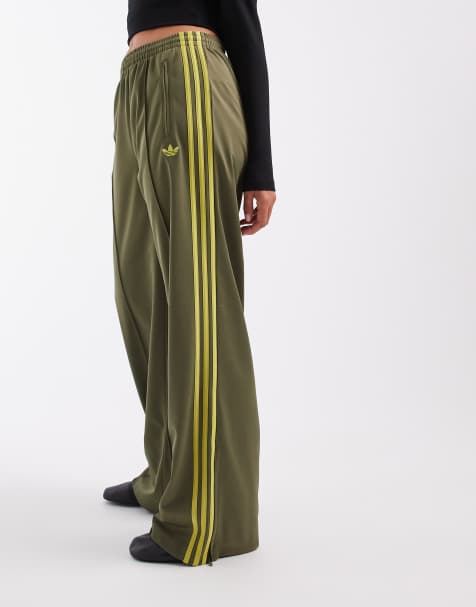 adidas Originals Firebird loose track pants in olive and lime - view 1
