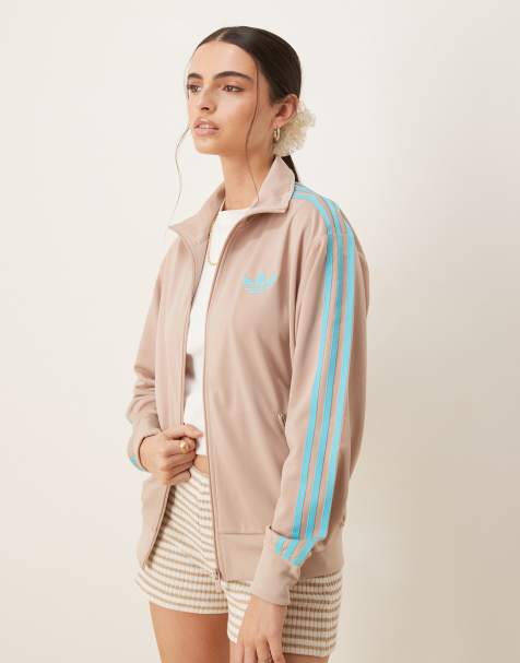 adidas Originals Firebird Loose track top in beige and blue - view 1