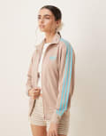 [adidas Originals] adidas Originals Firebird loose track top in beige and blue-Neutral L wonder taupe/blue gl