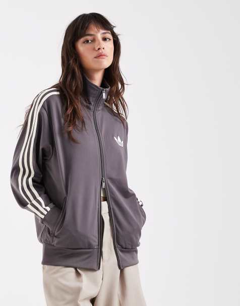 adidas Originals Firebird loose track top in charcoal and off white - exclusive to ASOS