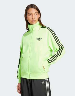 adidas Originals Firebird loose track top in green and black