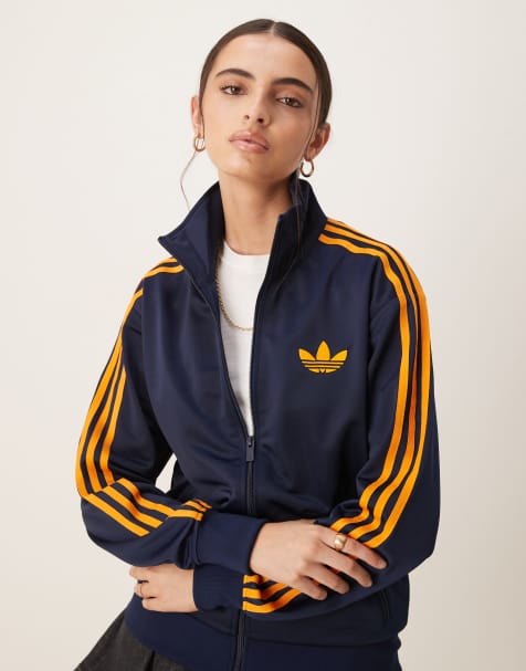 adidas Originals Firebird Loose track top in navy and orange - view 1
