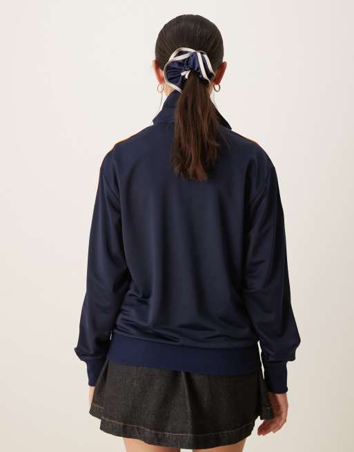 adidas Originals Firebird Loose track top in navy and orange