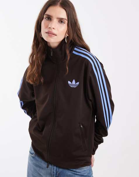 adidas Originals Firebird loose trainingsjack in bruin en blauw - view 1