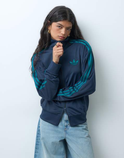 adidas Originals Firebird loose träningsöverdel i navy och teal - Exklusivt hos ASOS - view 1
