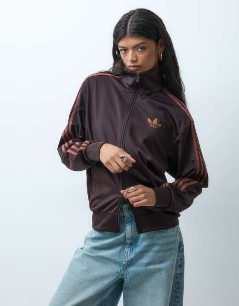 adidas Originals firebird løs træningstrøje i bruntoner - view 1