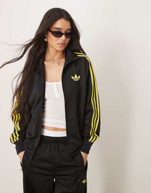 adidas Originals - Firebird - Løstsiddende træningsjakke i sort/gul 