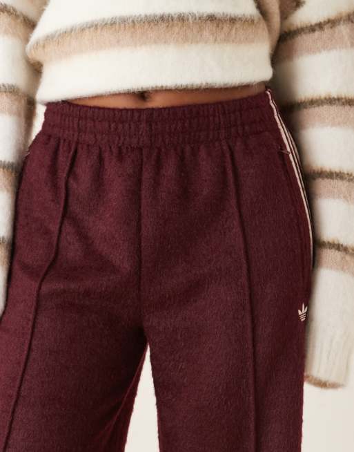 adidas Originals Firebird mohair track pants in burgundy
