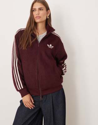 adidas Originals adidas Originals Firebird mohair track top in burgundy-Red