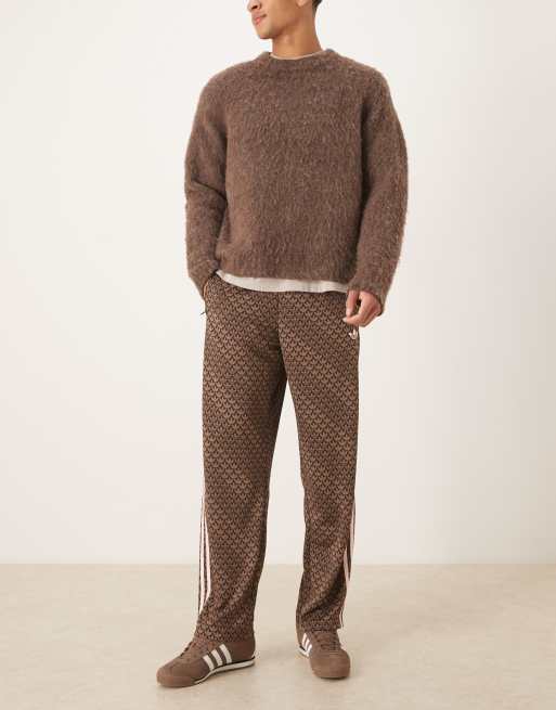 adidas Originals Firebird monogram track pants in brown | ASOS