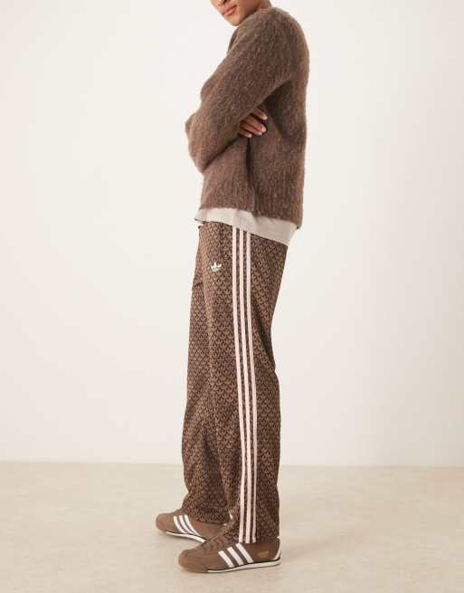adidas Originals Firebird monogram track pants in brown | ASOS