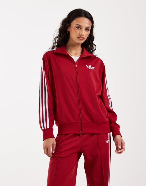adidas Originals - Firebird - Mørkerød og blå løstsiddende træningsjakke - Kun hos ASOS - view 1