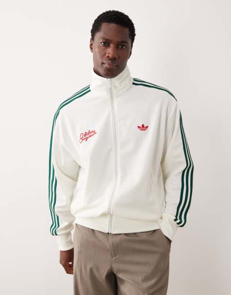 adidas Originals – Firebird – Naturvit/collegegrön träningstopp med rostryck - view 1