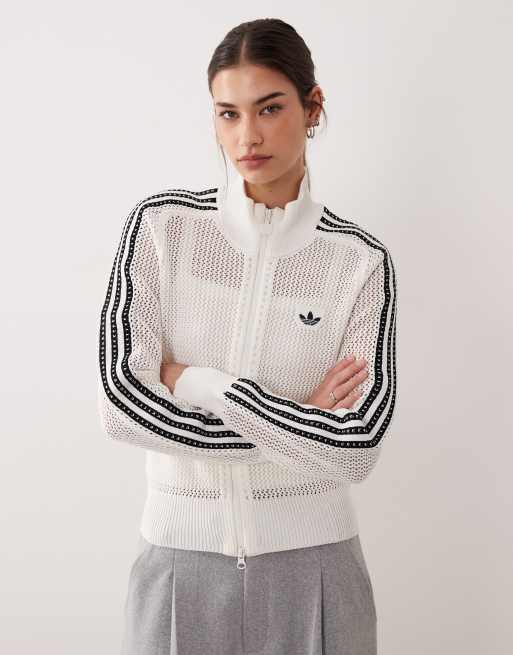 adidas Originals – Firebird – Naturvit, virkad träningstopp