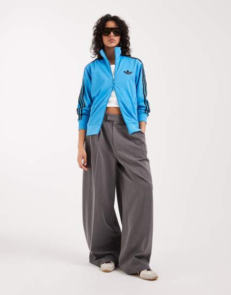adidas Originals – Firebird – Niebiesko-brązowa luźna góra od dresu - view 1