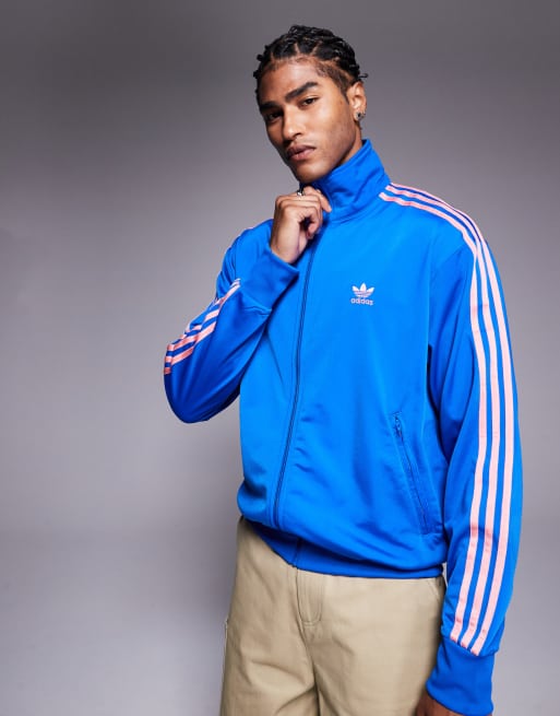 adidas Originals – Firebird – Niebiesko-różowa bluza dresowa