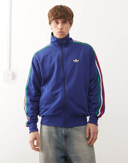 adidas Originals – Firebird – Niebiesko-zielono-biały top sportowy