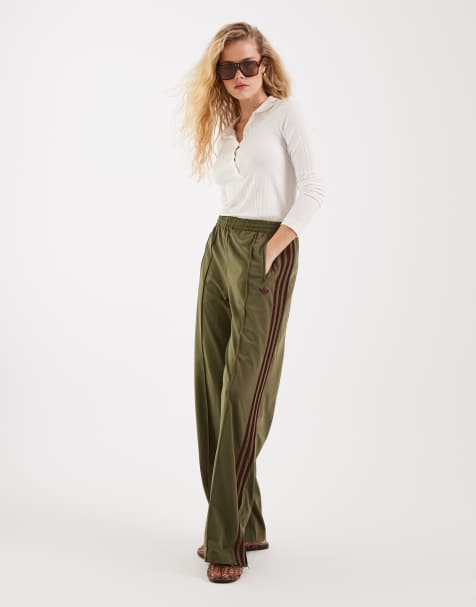 adidas Originals – Firebird – Olivgröna och rödbruna, lediga träningsbyxor - view 1