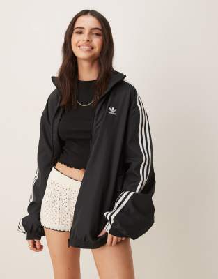 [adidas Originals] adidas Originals Firebird oversized track top in black S legacy teal