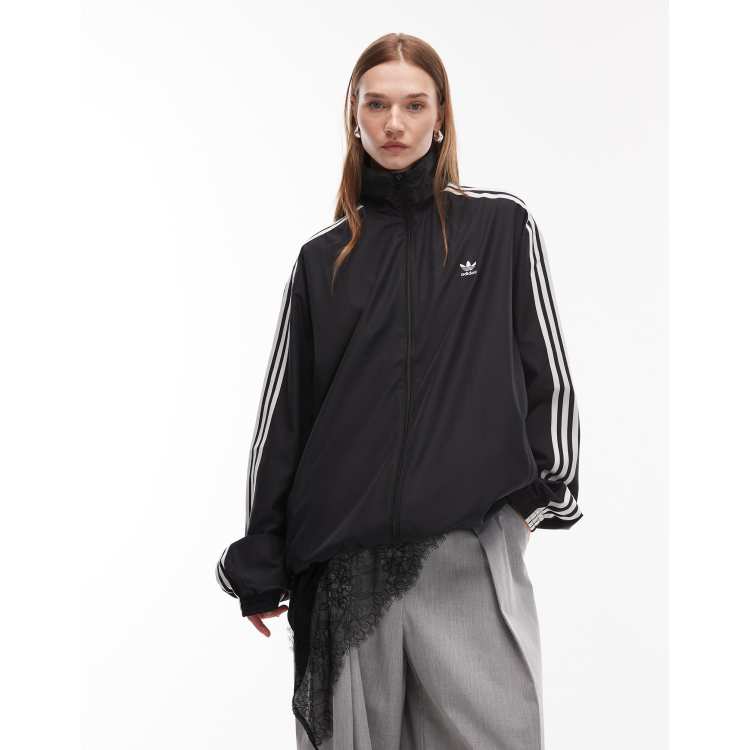 adidas boarding firebird ウェア adidas Originals Firebird oversized woven track top in black | ASOS