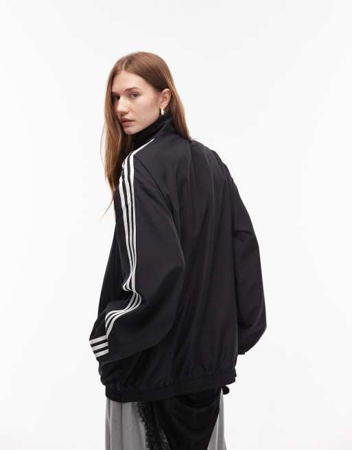adidas Originals Firebird oversized woven track top in black