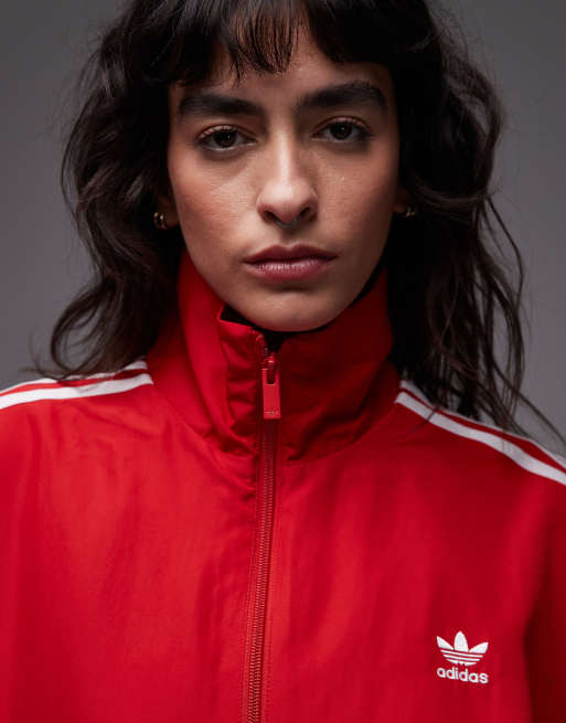 adidas Originals Firebird oversized woven track top in red | ASOS