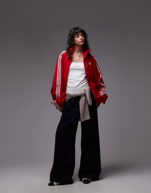 adidas Originals Firebird oversized woven track top in red | ASOS