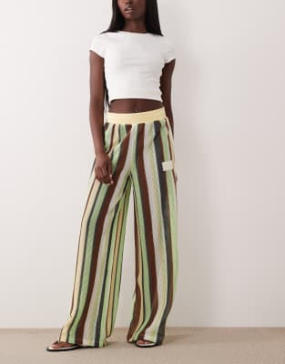 Firebird - Pantalon de survêtement au crochet à rayures - Marron et vert-multicolore L