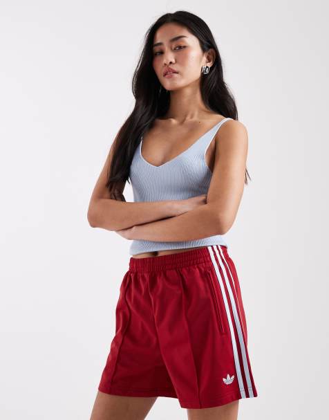 adidas Originals Firebird pantalones cortos en rojo oscuro y azul - exclusivo en ASOS - view 1