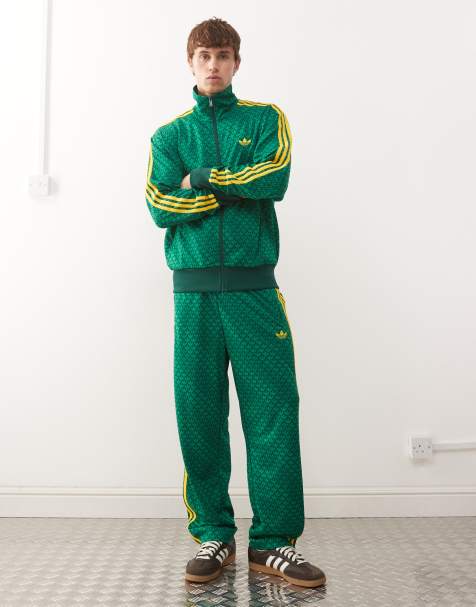 adidas Originals - Firebird - Pantaloni della tuta ampi verde college con monogramma - view 1